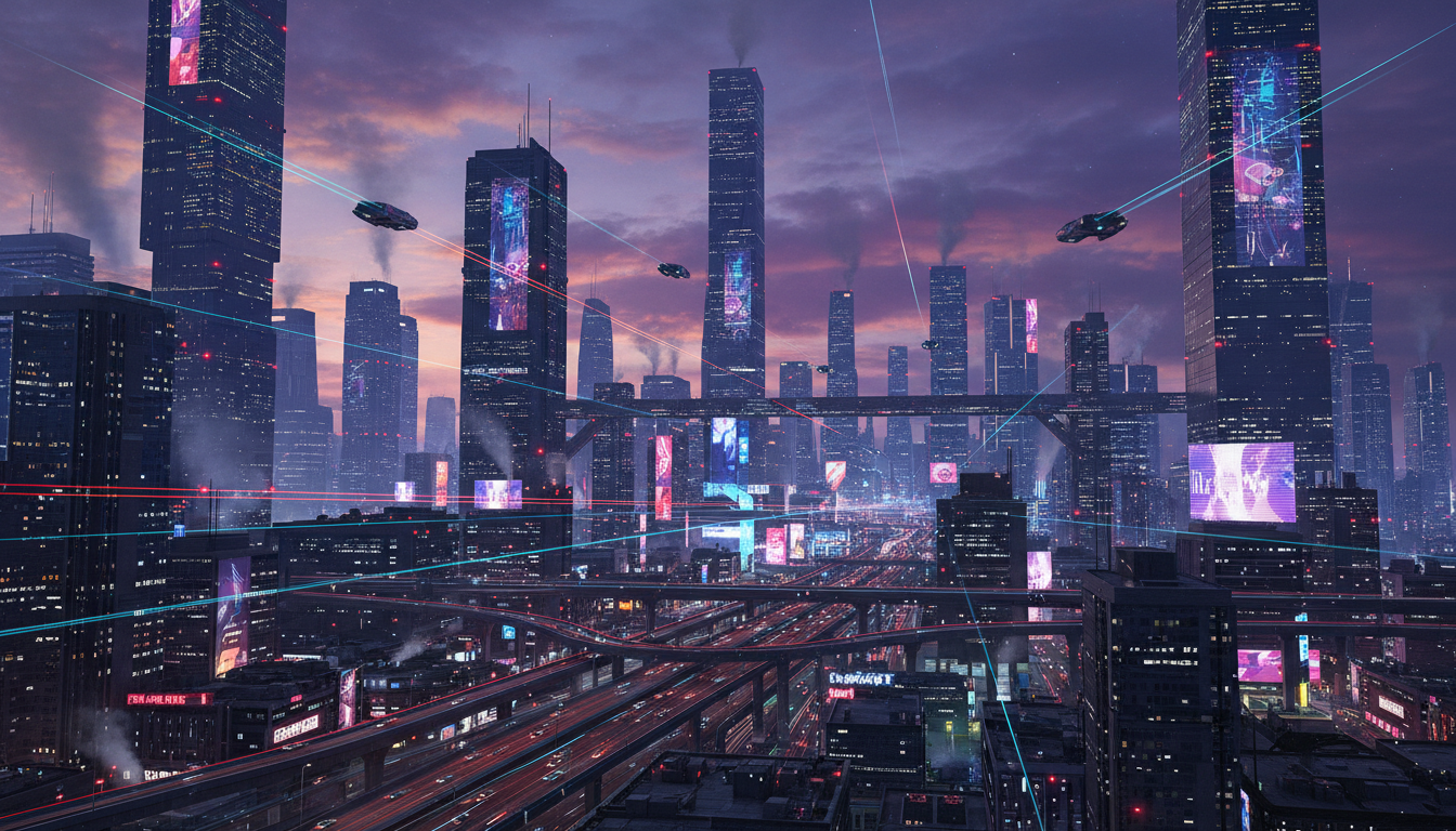 Futuristic city skyline